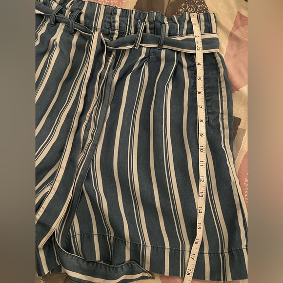 Appraisal Blue and White High Waist Striped Shorts with Belt - Picture 10 of 11